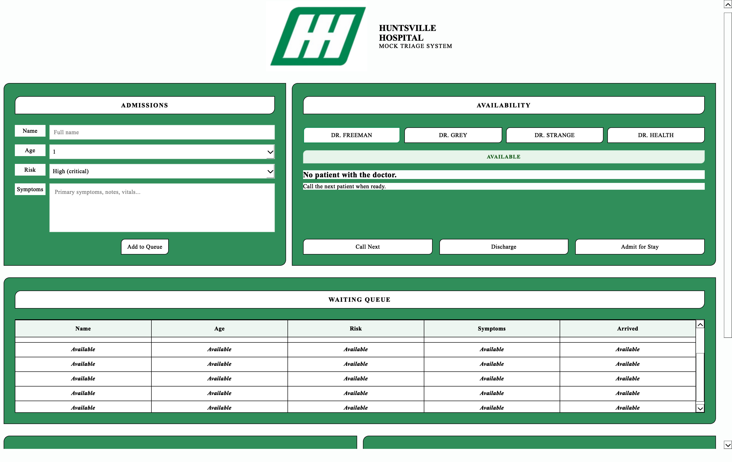 Huntsvile Hospital Mock Triage System cover